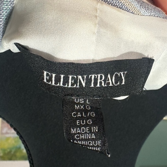 Ellen Tracy Blue and White Linen Striped Blazer Size L 🦄 - Picture 4 of 4